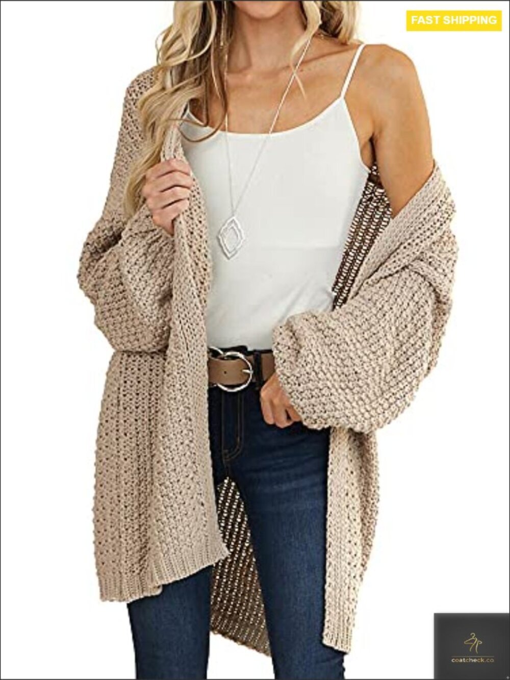 Chunky Knit Cardigan Long Sleeve Open Front Oversized Sweater Outwear Cozy - Picture 2 of 7